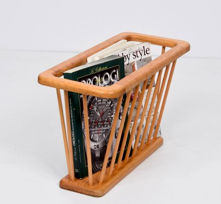 Mid-Century Danish Modern Solid Oak Rectangular Magazine Rack, 1970s-JDR-1125579