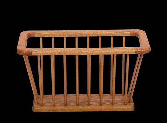 Mid-Century Danish Modern Solid Oak Rectangular Magazine Rack, 1970s-JDR-1125579