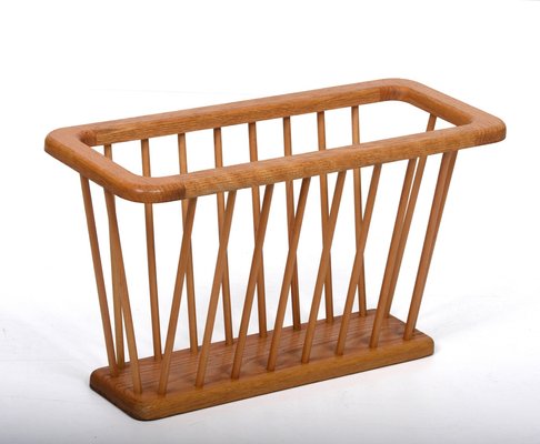 Mid-Century Danish Modern Solid Oak Rectangular Magazine Rack, 1970s-JDR-1125579