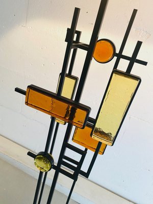 Mid-Century Danish Modern Wrought Iron & Glass Floor Lamp by Svend Aage Holm Sørensen-IEI-853521