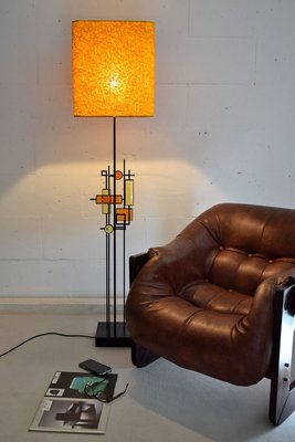 Mid-Century Danish Modern Wrought Iron & Glass Floor Lamp by Svend Aage Holm Sørensen-IEI-853521