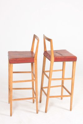 Mid-Century Danish Oak Bar Stools, 1950s, Set of 2-FK-630513