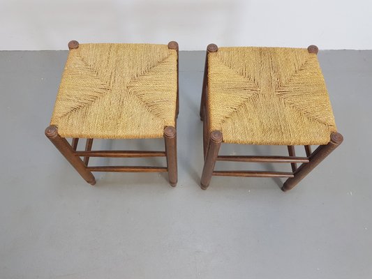 Mid-Century Danish Papercord and Rope Beech Stool, 1960s, Set of 2-AXJ-1723156