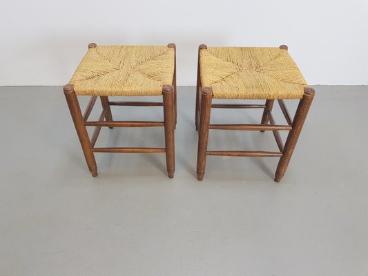 Mid-Century Danish Papercord and Rope Beech Stool, 1960s, Set of 2-AXJ-1723156