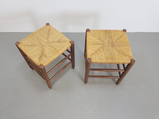 Mid-Century Danish Papercord and Rope Beech Stool, 1960s, Set of 2-AXJ-1723156