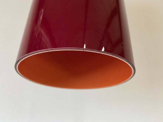 Mid-Century Danish Red Glass Cylinder Ceiling Lamp, 1960s-JO-883714