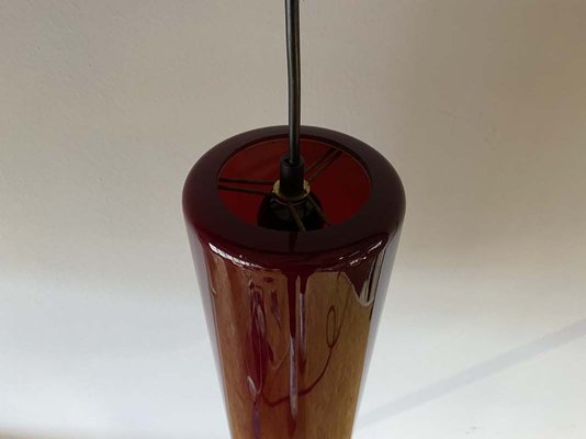 Mid-Century Danish Red Glass Cylinder Ceiling Lamp, 1960s-JO-883714