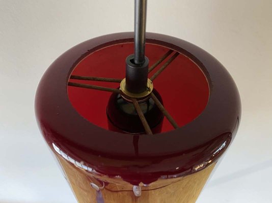 Mid-Century Danish Red Glass Cylinder Ceiling Lamp, 1960s-JO-883714