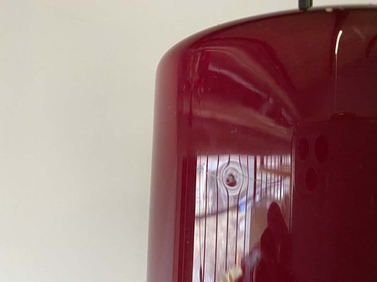 Mid-Century Danish Red Glass Cylinder Ceiling Lamp, 1960s-JO-883714