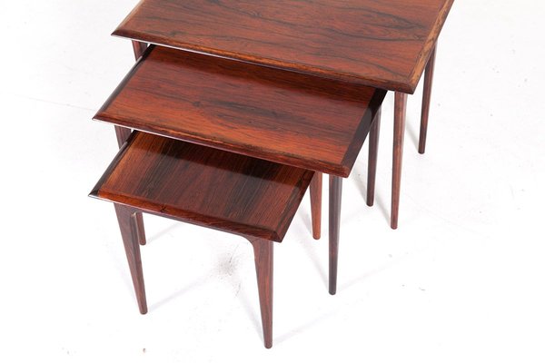 Mid-Century Danish Rosewood Nesting Table Set, 1960s, Set of 3-QVY-899684