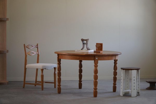 Mid-Century Danish Round Dining Table in Oak with Two Extensions, 1960s-MXF-1721446