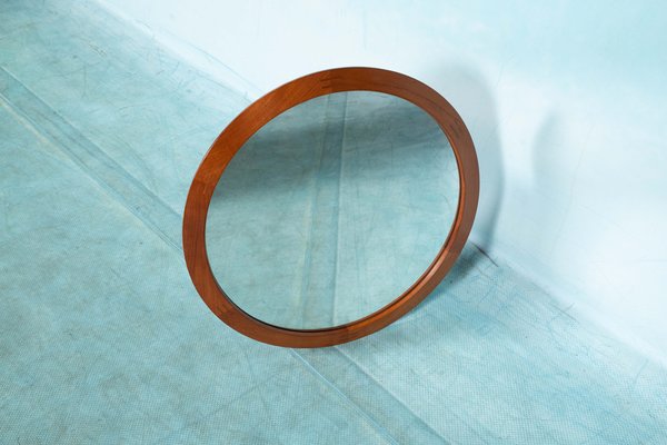 Mid-Century Danish Round Teak Mirror by Aksel Kjersgaard for Odder, 1950s-HGA-1405438