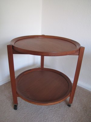 Mid-Century Danish Round Teak Trolley from Sika Møbler, 1960s-GJF-713708