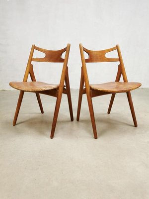 Mid-Century Danish Sawbuck Dining Chairs by Hans Wegner, Set of 4-BW-1300470