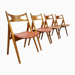 Mid-Century Danish Sawbuck Dining Chairs by Hans Wegner, Set of 4-BW-1300470