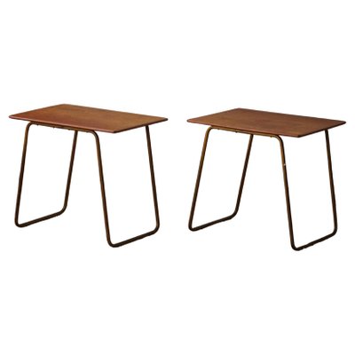 Mid-Century Danish Side Tables in Teak and Steel, 1960s, Set of 2-MXF-1719764