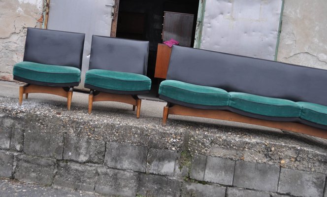 Mid-Century Danish Sofa and Armchairs, 1960s, Set of 4-OXJ-786579