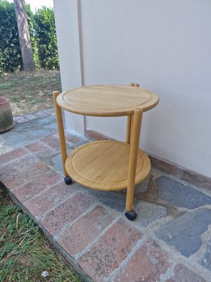 Mid-Century Danish Style Folding Beech Coffee Table on Wheels, 1970-EBW-2023643