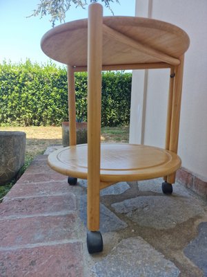 Mid-Century Danish Style Folding Beech Coffee Table on Wheels, 1970-EBW-2023643