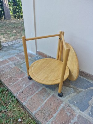 Mid-Century Danish Style Folding Beech Coffee Table on Wheels, 1970-EBW-2023643