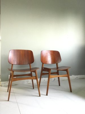 Mid-Century Danish Teak and Oak Model 155 Shell Chairs by Børge Mogensen for Søborg, Set of 2-SU-704044