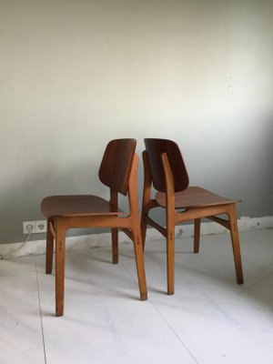 Mid-Century Danish Teak and Oak Model 155 Shell Chairs by Børge Mogensen for Søborg, Set of 2-SU-704044