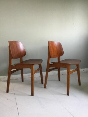 Mid-Century Danish Teak and Oak Model 155 Shell Chairs by Børge Mogensen for Søborg, Set of 2-SU-704044