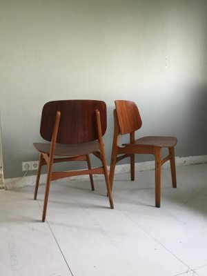 Mid-Century Danish Teak and Oak Model 155 Shell Chairs by Børge Mogensen for Søborg, Set of 2-SU-704044