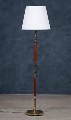 Mid-Century Danish Teak & Brass Floor Lamp, 1960s-ZGQ-883090