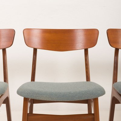 Mid-Century Danish Teak Chairs in Wool, 1960s, Set of 4-UE-2014839