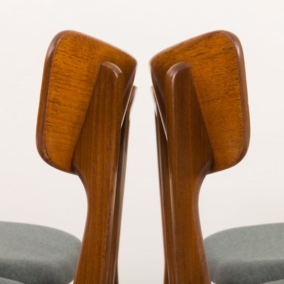 Mid-Century Danish Teak Chairs in Wool, 1960s, Set of 4-UE-2014839