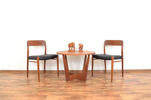 Mid-Century Danish Teak & Leather Dining Chairs Model 75 by N. O. Møller for J.L. Møller, 1960s, Set of 4-LOT-2023793