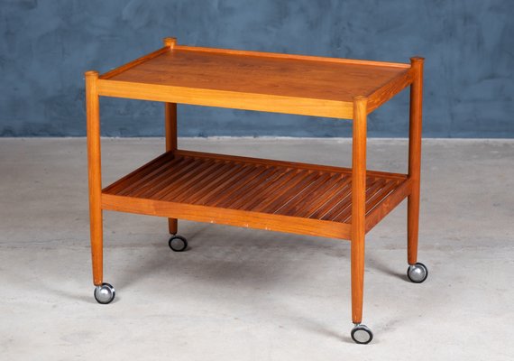 Mid-Century Danish Teak Rolling Serving Cart, 1960s-ZGQ-739819