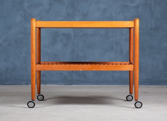 Mid-Century Danish Teak Rolling Serving Cart, 1960s-ZGQ-739819