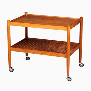 Mid-Century Danish Teak Rolling Serving Cart, 1960s-ZGQ-739819