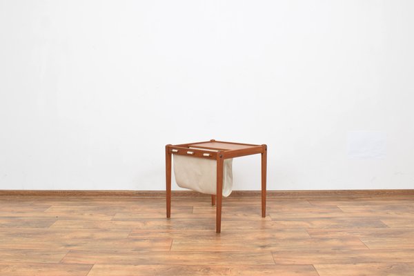 Mid-Century Danish Teak Side Table with Magazine Holder from BRDR Furbo, 1960s-LOT-1289687