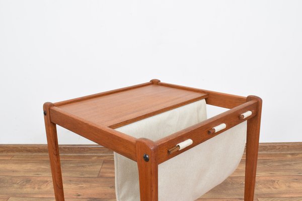 Mid-Century Danish Teak Side Table with Magazine Holder from BRDR Furbo, 1960s-LOT-1289687