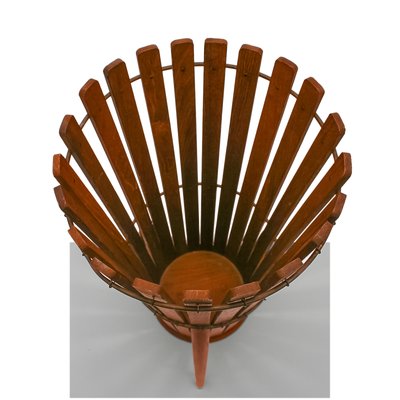 Mid-Century Danish Tripod Umbrella Stand or Paper Basket in Teak Wood, 1960s-QBR-1058083