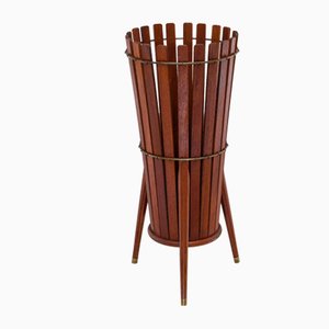 Mid-Century Danish Tripod Umbrella Stand or Paper Basket in Teak Wood, 1960s-QBR-1058083