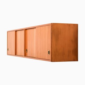 Mid-Century Danish Wall Mounted Sideboard in Oregon Pine and Brass, 1950s-SC-2024075