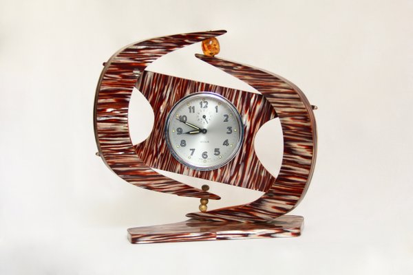 Mid-Century Desdet Table Clock from Veglia, Italy, 1960s-HUY-1072496