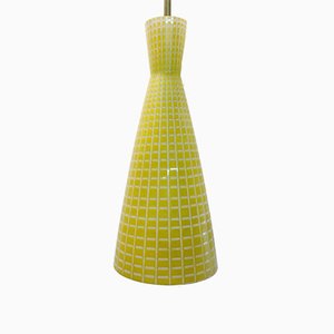 Mid-Century Diabolo Yellow Glass Ceiling Lamp by Aloys Gangkofner for Peill & Putzler, 1950s-PYR-657458