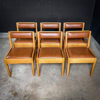 Mid-Century Dining Chair in Beech and Skai, 1960s-IA-1741927