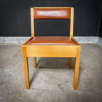 Mid-Century Dining Chair in Beech and Skai, 1960s-IA-1741927