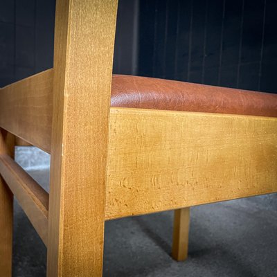 Mid-Century Dining Chair in Beech and Skai, 1960s-IA-1741927