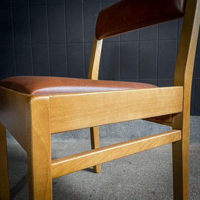 Mid-Century Dining Chair in Beech and Skai, 1960s-IA-1741927