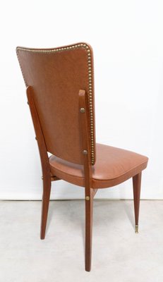 Mid-Century Dining Chairs in Brown Skai and Iroko Wood, 1960s, Set of 6-RIU-837607