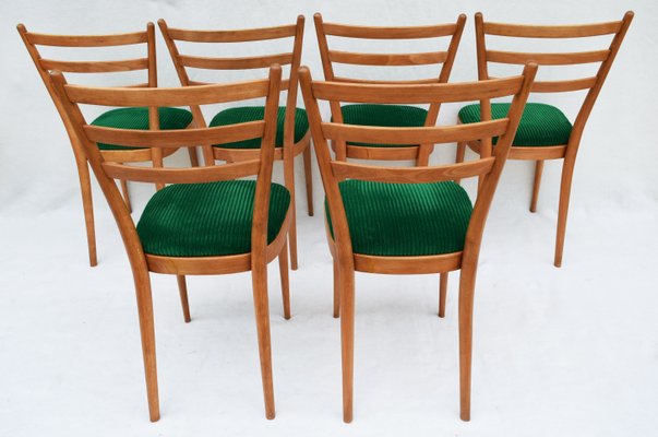 Mid-Century Dining Chairs in Natural Beech, Italy, 1960s, Set of 6-WF-673330