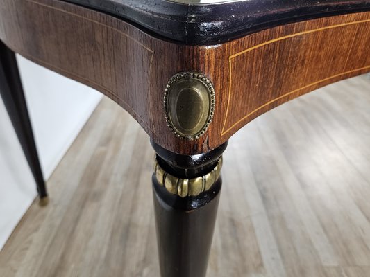 Mid-Century Dining Table in Mahogany with Glass Top and Brass Decorations, 1950-ZUW-1811425