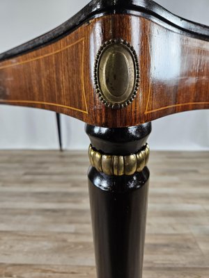 Mid-Century Dining Table in Mahogany with Glass Top and Brass Decorations, 1950-ZUW-1811425